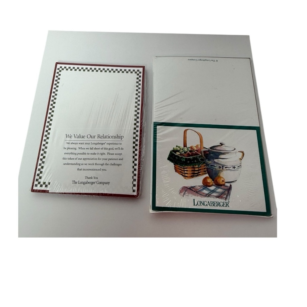 The Longaberger Company Note Pad & Note Cards Set – New Sealed – Basket Design